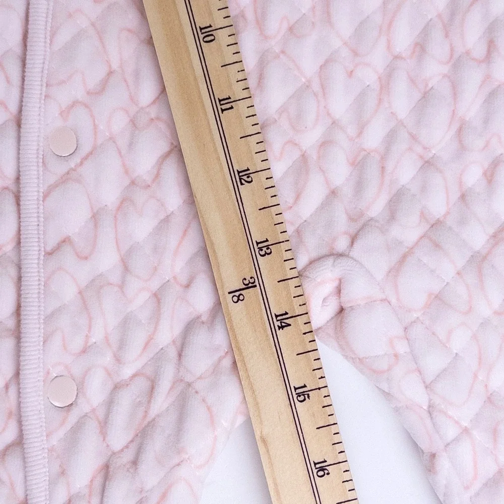 Nordstrom Quilted Heart Pram Suit Baby 6M Pink Fleece Hood‎ Bear Ears